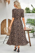 Reversible Two Way Wear Leopard Floral Print V Neck A Line Slit Midi Dress